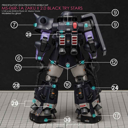 G-Rework - MG MS-06R-1A Zaku II (Black TriStars) - WaterDecal