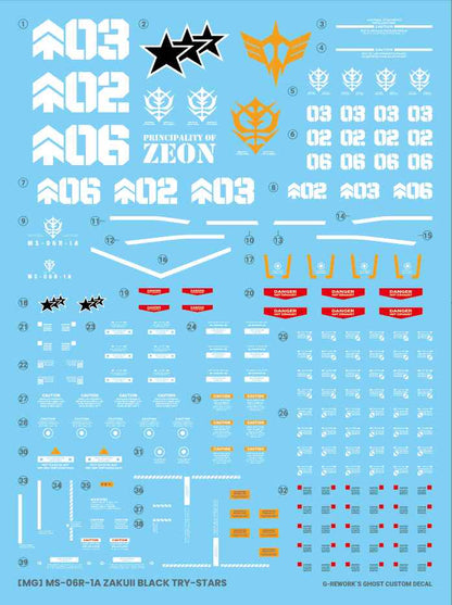 G-Rework - MG MS-06R-1A Zaku II (Black TriStars) - WaterDecal