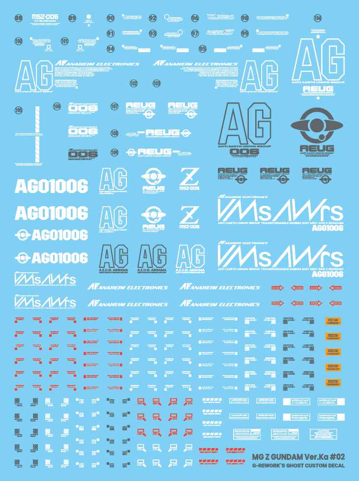 G-Rework - MG MSZ-006 Zeta Gundam Ver.Ka - WaterDecal